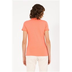Kadın Somon Basic Polo Yaka Tişört