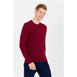 Erkek Bordo Bisiklet Yaka Basic Triko Kazak
