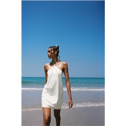 LINEN BLEND DRESS WITH BEAD DETAIL