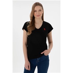 U.S. Polo Assn., Kadın Siyah V Yaka Basic Tişört 50305825-vr046