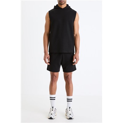 Sudadera con capucha sin mangas - Negro