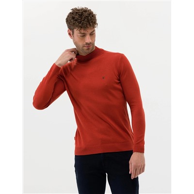 Kiremit Slim Fit Yarım Balıkçı Basic Triko Kazak