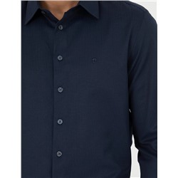 Lacivert Slim Fit Uzun Kollu Gömlek
