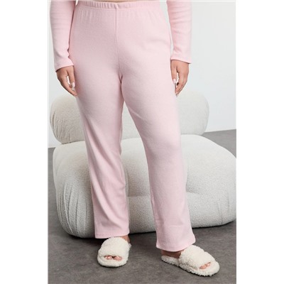 Pembe Fırçalı Soft Fitilli Hırkalı Örme Pijama Takımı TBBAW25AI00089
