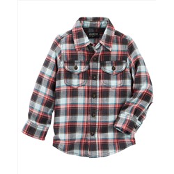 2-Pocket Plaid Button-Front Shirt