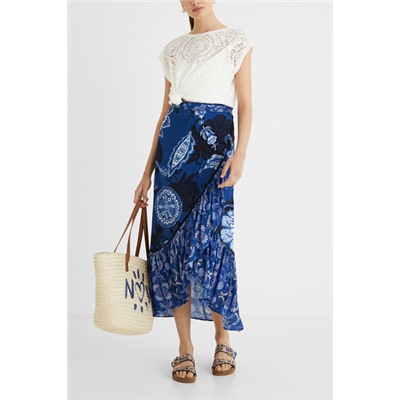 Falda larga volantes paisley