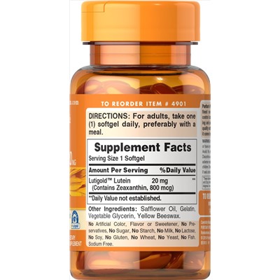 Puritan's Pride Lutein 20 mg with Zeaxanthin