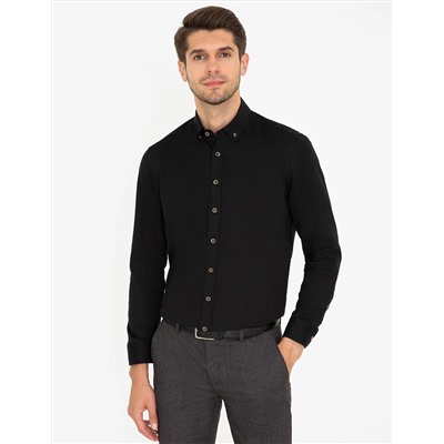 Siyah Regular Fit Uzun Kollu Gömlek