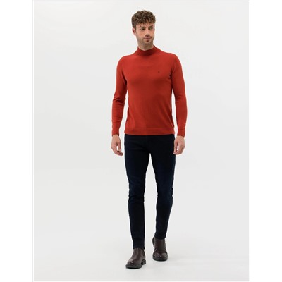 Kiremit Slim Fit Yarım Balıkçı Basic Triko Kazak