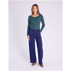 LACE TRIM SCOOP NECK RIB TOP