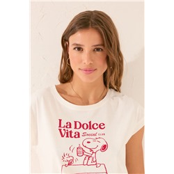 Camiseta manga corta 100% algodón blanco Snoopy