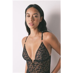 Body tul bordado animal print negro
