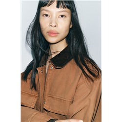 PADDED JACKET WITH CONTRAST COLLAR ZW COLLECTION