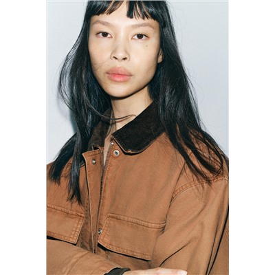PADDED JACKET WITH CONTRAST COLLAR ZW COLLECTION