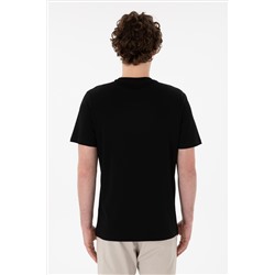 Erkek Regular Fit Bisiklet Yaka Siyah Basic Tişört