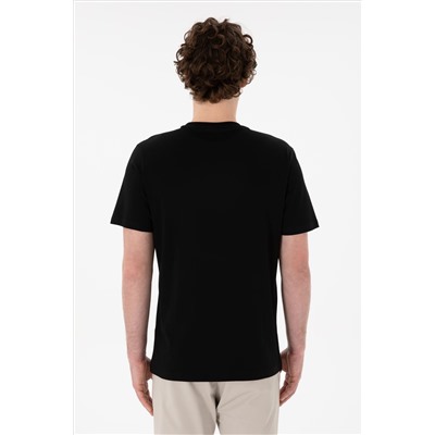Erkek Regular Fit Bisiklet Yaka Siyah Basic Tişört