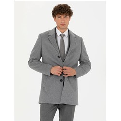 Açık Gri Ex. Slim Fit Kaşe Kaban