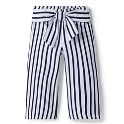 STRIPED WIDE-LEG CROPPED PANT