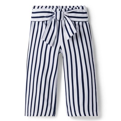 STRIPED WIDE-LEG CROPPED PANT