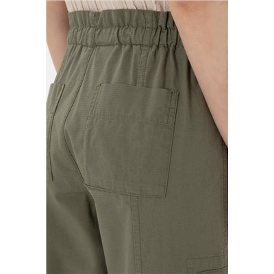 Kadın Koyu Haki Jogger Fit Kanvas Pantolon