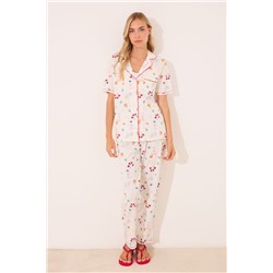 Pijama camisero 100% algodón marfil