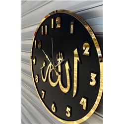 Pey Aksesuar Dekoratif Duvar Saati Ahşap Ve Aynalı Allah Lafzı 0301