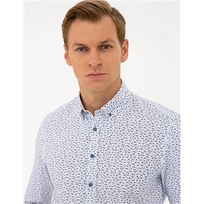 Lacivert Slim Fit Uzun Kollu Gömlek