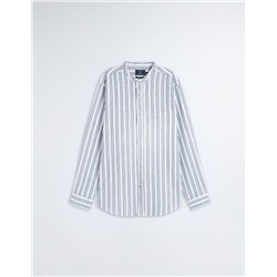 Linen Blend Shirt, Men, Dark Blue