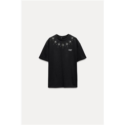 SLOGAN T-SHIRT WITH RHINESTONES