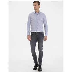Lacivert Slim Fit Uzun Kollu Gömlek