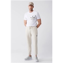 Avva Bej Beli Bağcıklı Paçası Lastikli Pamuklu Nefes Alan Regular Fit Jogger Eşofman Altı A31Y3415
