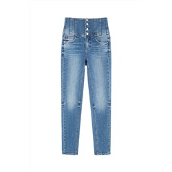 Vaquero skinny fit de tiro alto Azul claro