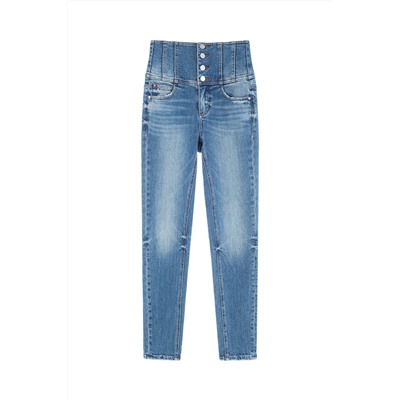 Vaquero skinny fit de tiro alto Azul claro