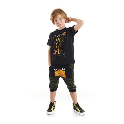 Denokids Woof Erkek Çocuk T-shirt Kapri Şort Takım CFF-23Y1-005