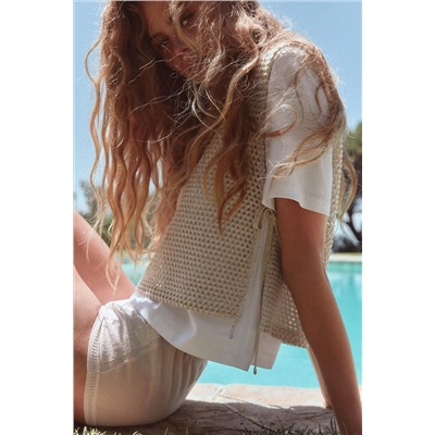T-SHIRT WITH METALLIC THREAD VEST