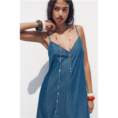 Z1975 DENIM STRAPPY MIDI DRESS
