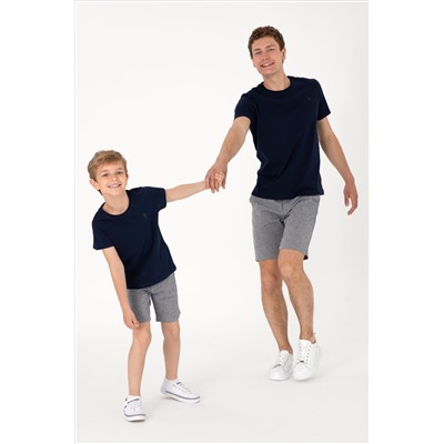 Erkek Regular Fit Bisiklet Yaka Lacivert Basic Tişört