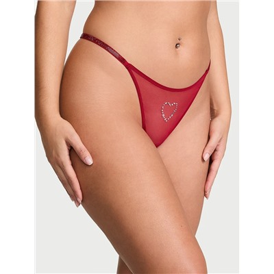 Flirty Mesh Shine Strap Thong Panty