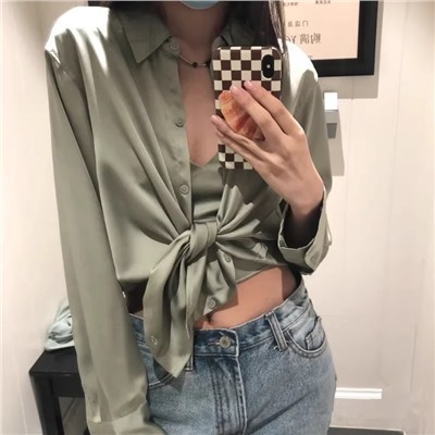 Алтасная рубашка с длинными рукавами Abercrombie&Fitc*h