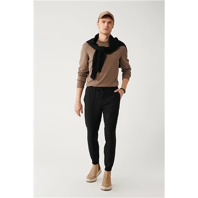 Avva Erkek Siyah Paçası Lastikli Beli Bağcıklı Slim Fit Dar Kesim Jogger Pantolon E003019