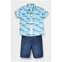 Set - Hemd, Kurzarmshirt und Jeansshorts