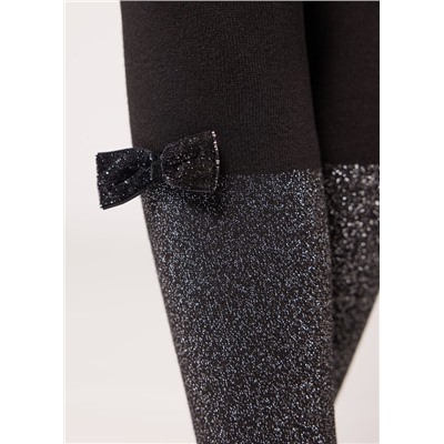 Strumpfhose im Overknee-Stil mit Glitzer und Schleife für Mädchen