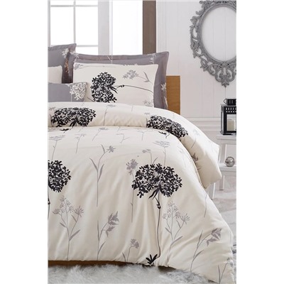 Ev & Ev Home Mature Nevresim Seti Çift Kişilik Efil Bej-Gri Ep-020629