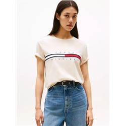 Embroidered Flag Stripe Logo T-Shirt
