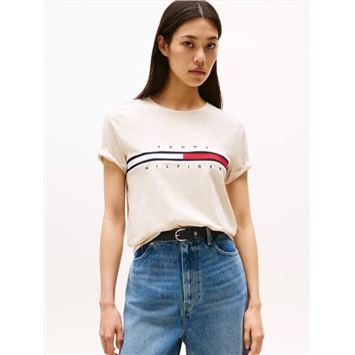 Embroidered Flag Stripe Logo T-Shirt