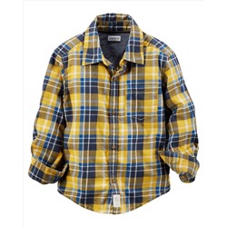 Plaid Button-Front Shirt