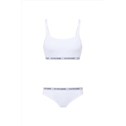 U.S. Polo Assn. Kadın Modal Pamuklu İnce Askılı Beyaz 2'li Sporcu Büstiyer Slip Takımı Q6U5O0K0K4A