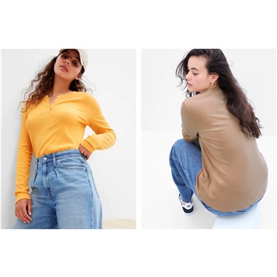 Ribbed Henley T-Shirt