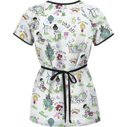 UA Earth Day White Mock Wrap Scrub Top