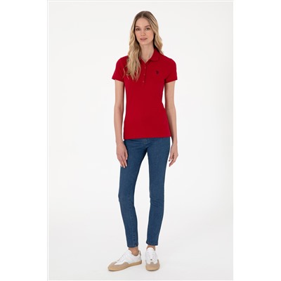 Kadın Kırmızı Basic Polo Yaka Tişört